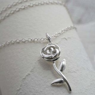 silver rose necklace by martha jackson