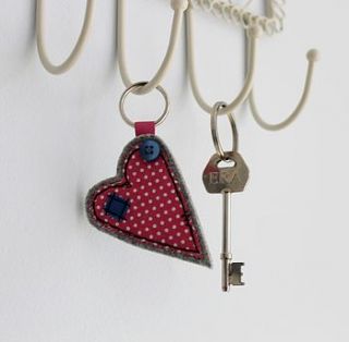 fabric heart key ring by honeypips