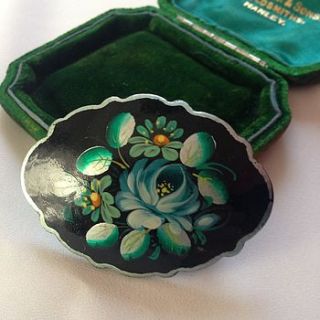 vintage painted brooch with flowers by iamia