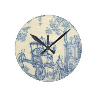 Toile in Blue & White Clock