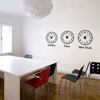 time zone clocks wall stickers + mechanisms by spin collective