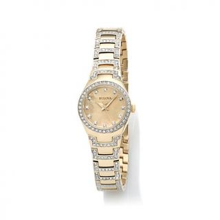 Bulova Ladies' Crystal Collection Champagne Mother of Pearl Dial 2 Tone Crystal