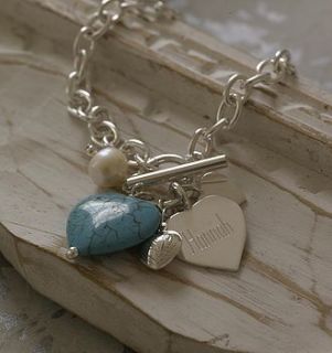 personalised sterling silver and turquoise bracelet by hurley burley