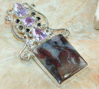 Jasper Women's Silver Pendant 22.60g (color purple, dim. 2 7/8.1, 1/16 inch). Jasper Crafted in 925 Sterling Silver only ONE pendant available   pendant entirely handmade by the most gifted artisans   one of a kind world wide item   FREE GIFT BOX Pe