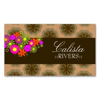 311 RETRO FLOWERS  TAN BACK BUSINESS CARDS