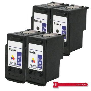 Remanufactured Canon PG 240XL & CL 241 Ink Cartridges for Canon PIXMA MG2120, MG2220, MG3120, MG3122, MG3220, MG3222, MG4120, MG4220, MX372, MX392, MX432, MX439, MX452, MX459, MX512, MX522 with Abacus24 7 Cable Tie (Value Pack, 2 Black) Electronics