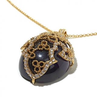 Daniela Swaebe Fashion Jewelry "Amulet" CZ Goldtone Overlay Pendant with 31" Ch