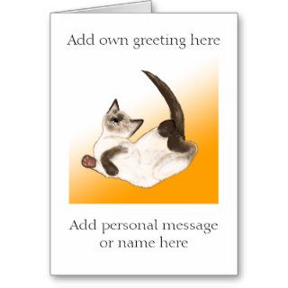 Cute Siamese Cat Cartoon Card   add name message