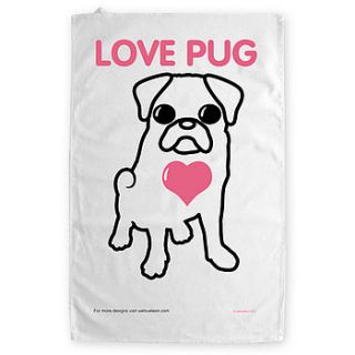 'love pug' tea towel by weloveleon
