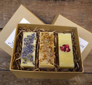 gift box of three or four handmade soaps by second nature soaps
