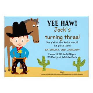 Wild West Cowboy Horse Birthday Party Invitation