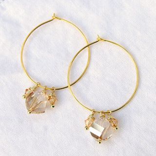 swarovski crystal hoop earrings in champagne by myhartbeading