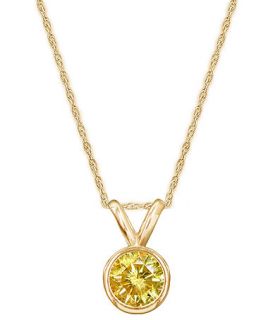 14k Gold Necklace, Yellow Diamond Bezel Pendant (1/4 ct. t.w.)   Necklaces   Jewelry & Watches