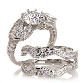 Xavier 3.62ct Absolute™ 3 piece Ring and Guard Sterling Silver Set