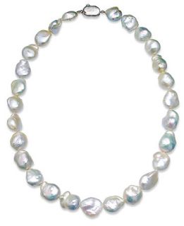 Cultured Freshwater Baroque Pearl Strand Necklace (11 1/2mm 14 1/2mm) in Sterling Silver   Necklaces   Jewelry & Watches