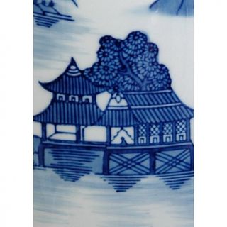 Oriental Furniture 14" Landscape Blue and White Porcelain Tung Chi Vase