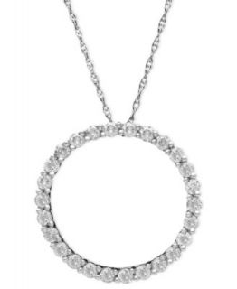 Diamond Necklace, 14k White Gold Diamond Open Circle Pendant   Necklaces   Jewelry & Watches