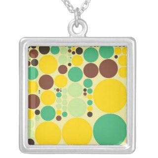 Yellow, Blue, Brown Polka Dots Pattern Custom Necklace