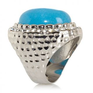 Roberto by RFM Turquoise Color Stone and CZ Silvertone Ring