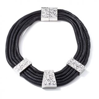 Stately Steel Multistrand Cord Textured Station 17 1/4" Necklace