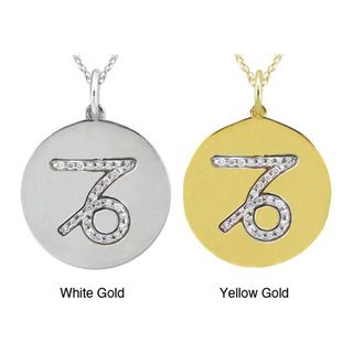 10k Gold White Zircon Astrological Sign Necklace Gemstone Necklaces