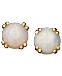 10k Gold Earrings, Opal (3/4 ct. t.w.) and Diamond Accent Leverback Earrings   Earrings   Jewelry & Watches