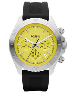 Fossil Mens Chronograph Retro Traveler Black Silicone Strap Watch 45mm CH2852   Watches   Jewelry & Watches