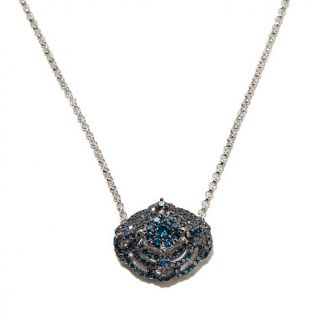 East/West 1.35ct Blue Diamond Sterling Silver 16 1/2" Necklace