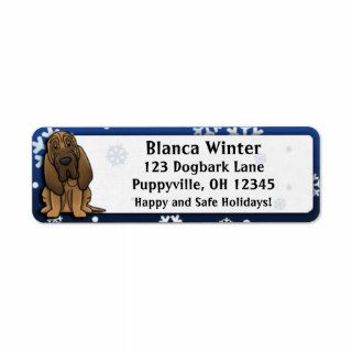 Winter Cartoon Bloodhound Custom Return Address Labels