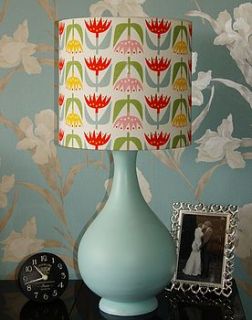 vase lamp pale blue, swedish flowers shade by the wooden lamp company