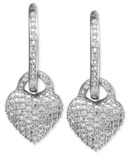 Sterling Silver Earrings, Black and White Diamond Drop Hoop Earrings (1/4 ct. t.w.)   Earrings   Jewelry & Watches