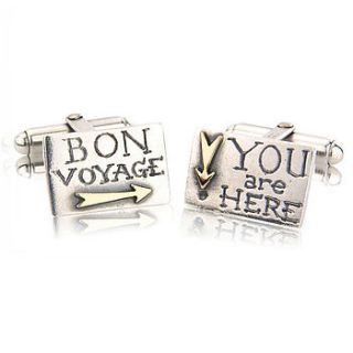 'bon voyage' cufflinks by nick hubbard jewellery