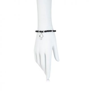 Michael Anthony Jewelry® Stainless Steel Cross Charm Beaded Stretch Bracele