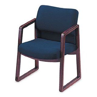 2400 Series Guest Arm Chair, Mahogany Finish, Blue Fabric by HON (Catalog Category Furniture & Accessories / Chairs)  Reception Room Chairs 