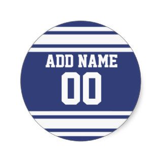 Blue and White Stripes with Name and Number Sticker