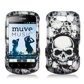 Aimo Wireless ZTEX501PCLMT237 Durable Rubberized Image Case for ZTE Groove X501   Retail Packaging   White Skulls Cell Phones & Accessories