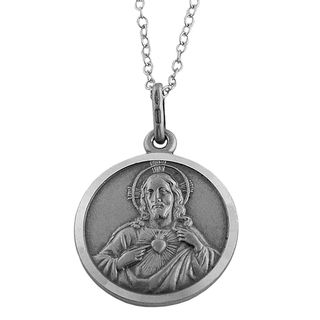 Fremada Oxidized Sterling Silver Sacred Heart Medal Necklace Fremada Sterling Silver Necklaces