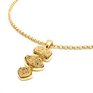 ChristineDarren 3 Stone Drusy Quartz Drop Pendant with 18" Chain Necklace