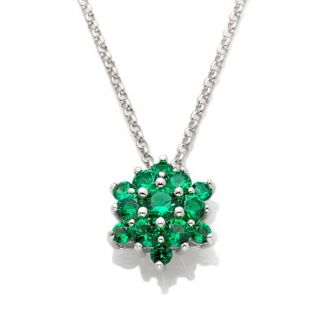 Absolute™ 1.36ct Simulated Emerald Floral Cluster with 16" Pendant