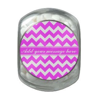 Cute Personalized Pink and White Chevron Glass Candy Jar