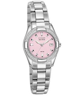 Citizen Womens Eco Drive Susan G. Komen Diamond Accent Stainless Steel Bracelet Watch 26mm EW1820 58X   Limited Edition   Watches   Jewelry & Watches