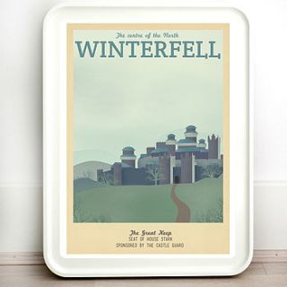 game of thrones winterfell retro travel print by teacup piranha