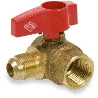 Smith Cooper International 235 Series Brass Gass Ball Valve, Two Piece, Elbow, T Handle, 1/2" x 1/2" NPT Female x Flared Industrial Ball Valves