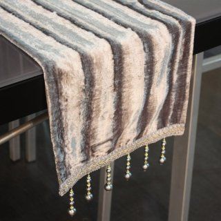 DIAIDI Modern Table Cloth Luxury Sequins Table Runner Bed Runner Contracted Stripe Hanging Bead Table Flag (grey, 11.8"*70.8")  