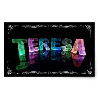 Teresa    The Name Teresa in 3D Lights (Photograph Rectangle Sticker