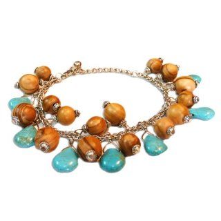 Cluster Bracelet with Olive Wood and Turquoise From The Earth Jewelry