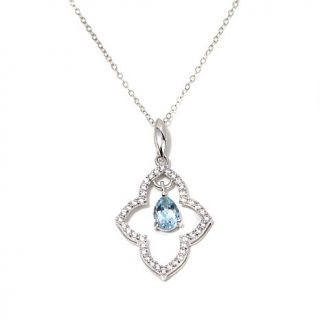 Victoria Wieck 1.08ct Aquamarine and White Zircon 14K "Floral" Pendant with 18"