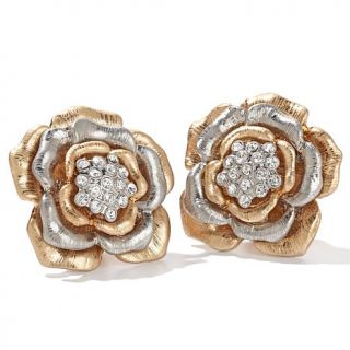 Real Collectibles by Adrienne® Flower Design Pavé Crystal 2 Tone Clip