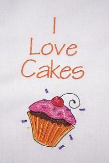 cupcake embroidered tea towel  by lamby embroidery