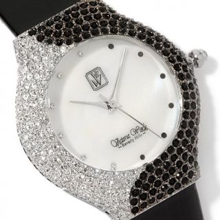 Victoria Wieck "Yin Yang" Crystal Leather Strap Watch